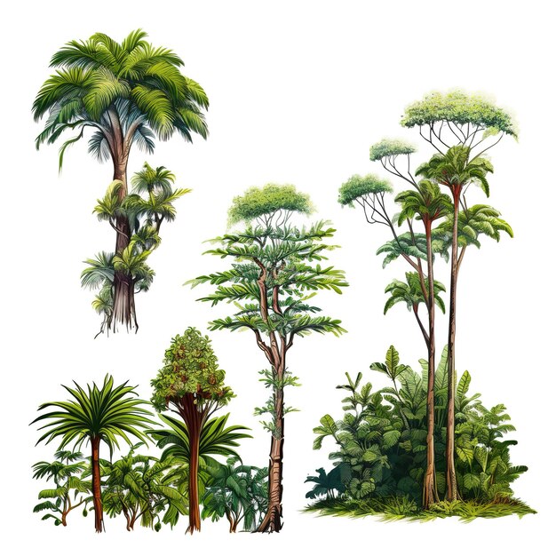 Des arbres tropicaux peints à la main, des illustrations, des clips artistiques.