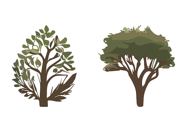 arbres vectoriels sur fond blanc