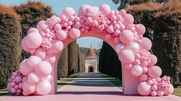 Photo l'arc de ballon de fête de genre avec une palette de couleurs simple générée par l'ia