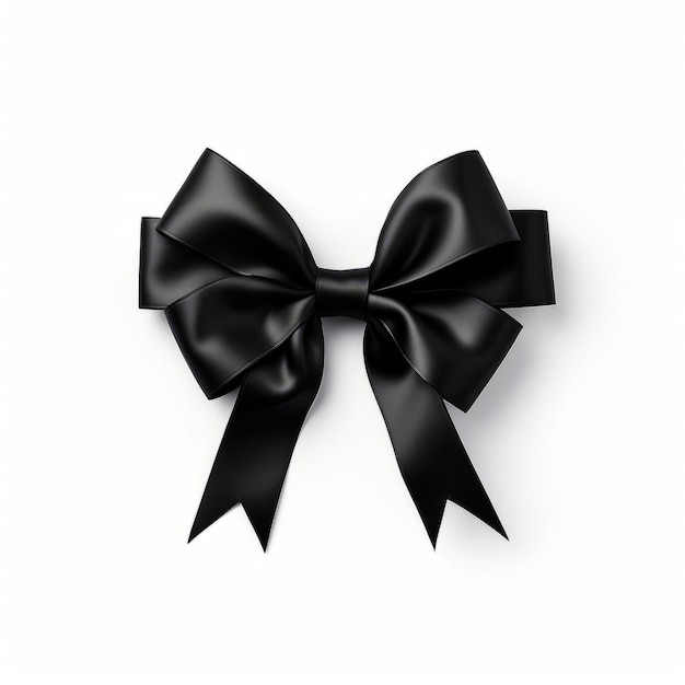 Un arc cadeau noir isolé sur un arrière-plan uni, blanc