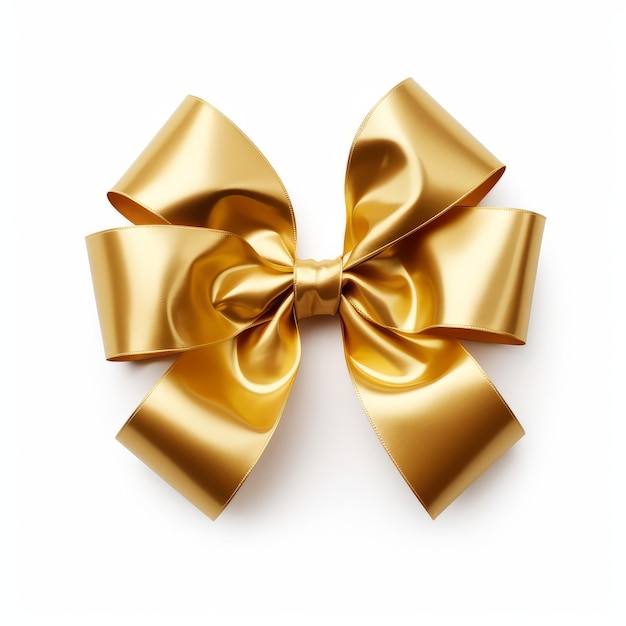 un arc de cadeau en or isolé sur un fond blanc ordinaire