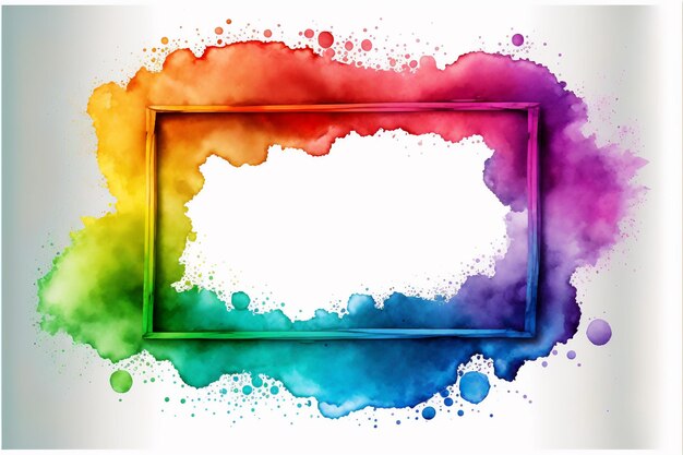 Arc-en-ciel Aquarelle Cadre Fond Illustration Numérique Peinture Oeuvre