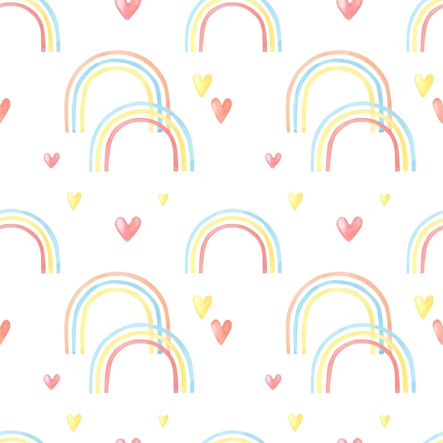 Arc-en-ciel aquarelle sur fond blanc