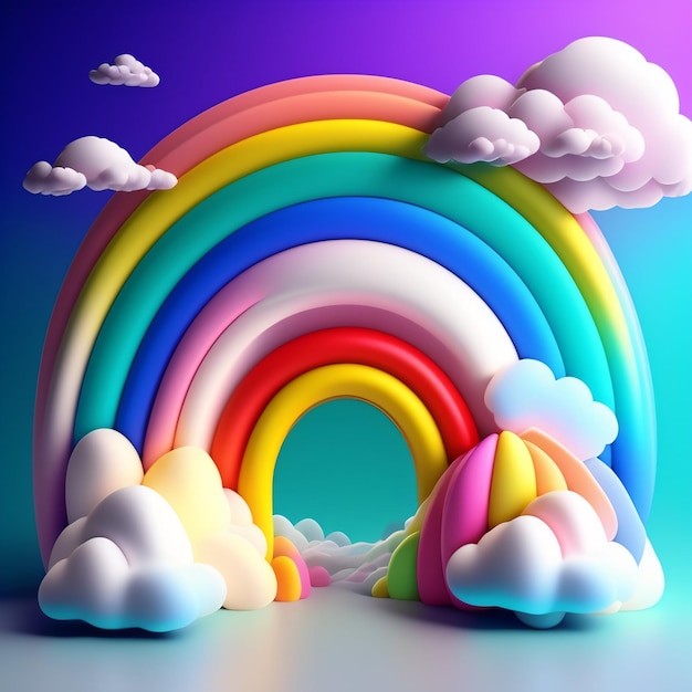 Un arc-en-ciel coloré est dans une illustration 3d