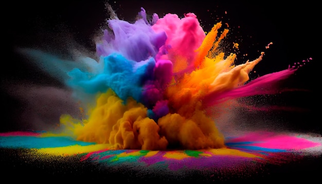 Arc-en-ciel coloré holi peinture éclaboussure couleur poudre explosion générative Ai