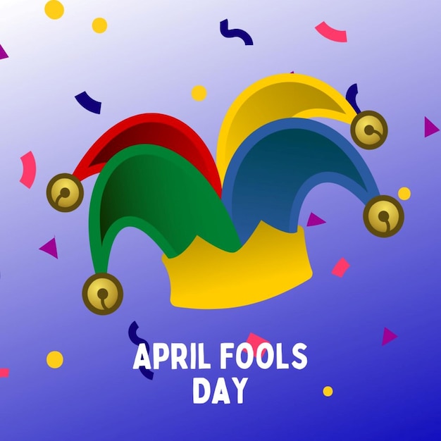 un arc-en-ciel coloré avec les mots April Fools au fond