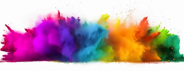L'arc-en-ciel coloré de la peinture Holi explosion de poudre de couleur