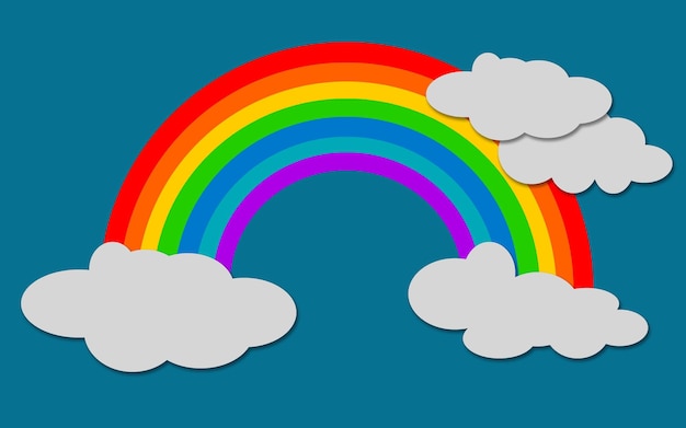 Arc-en-ciel de couleur avec des nuages isolés