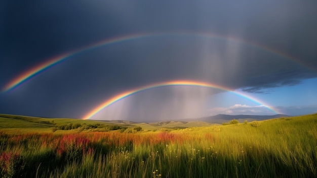 Arc-en-ciel dans un beau ciel