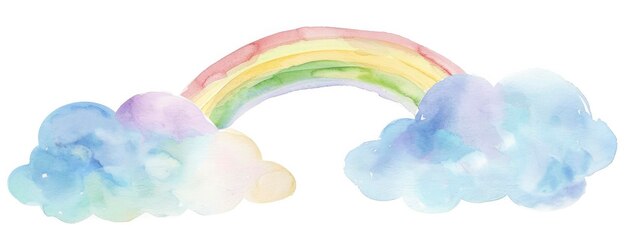 arc-en-ciel dans le ciel couleurs pastel mignon illustration simple fond blanc