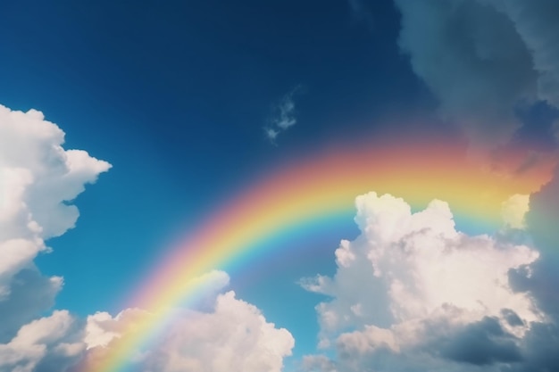 Un arc-en-ciel dans le ciel avec des nuages