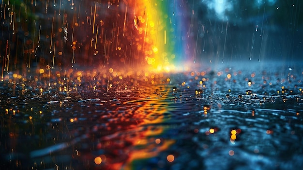 L'arc-en-ciel émerge après une pluie passante