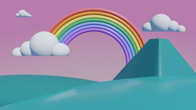 arc en ciel avec des montagnes