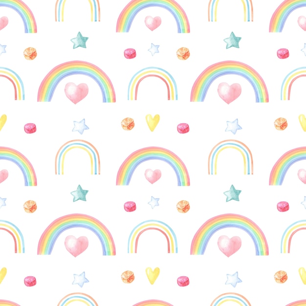 Arc en ciel multicolore aquarelle sur blanc