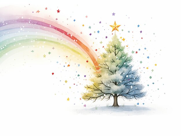 L'arc-en-ciel de Noël illustration d'un arbre avec des étoiles Pour la conception de livres pour enfants cartes d'impression de vacances