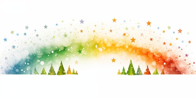 L'arc-en-ciel de Noël illustration d'un arbre avec des étoiles Pour la conception de livres pour enfants cartes d'impression de vacances