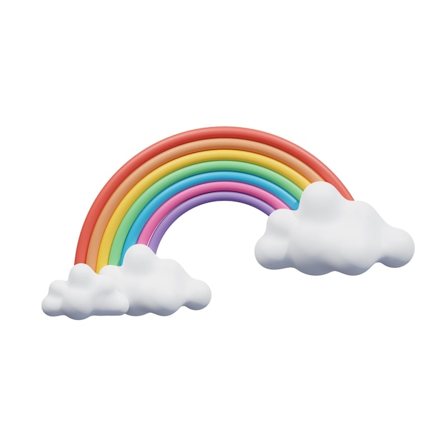 L'arc-en-ciel et les nuages illustration 3D