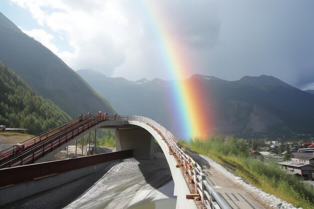 Photo un arc-en-ciel sur une piste de bobsleigh