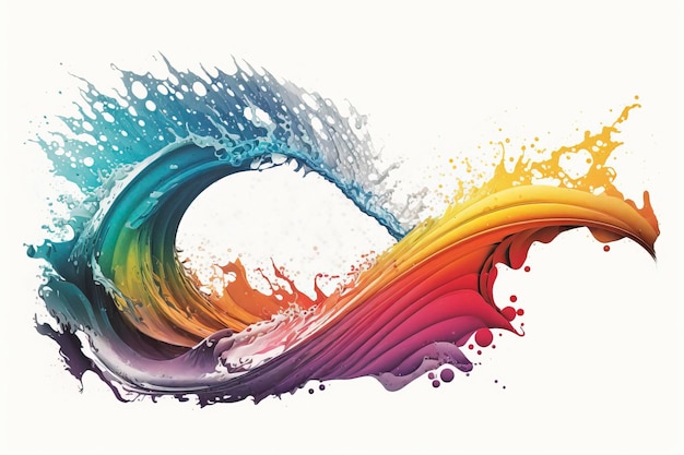 Photo arc-en-ciel vagues peinture colorée éclaboussures image générée par la technologie ai