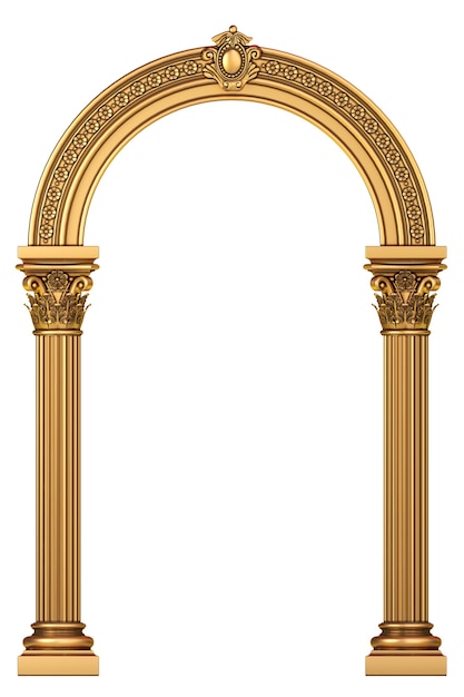 Photo arc classique en marbre de luxe doré avec colonnes