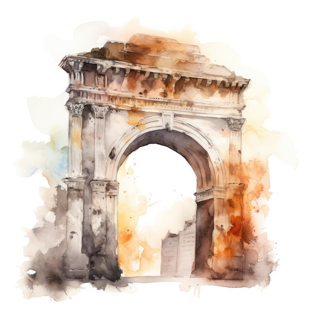 Arc élégant à l'aquarelle sur fond blanc