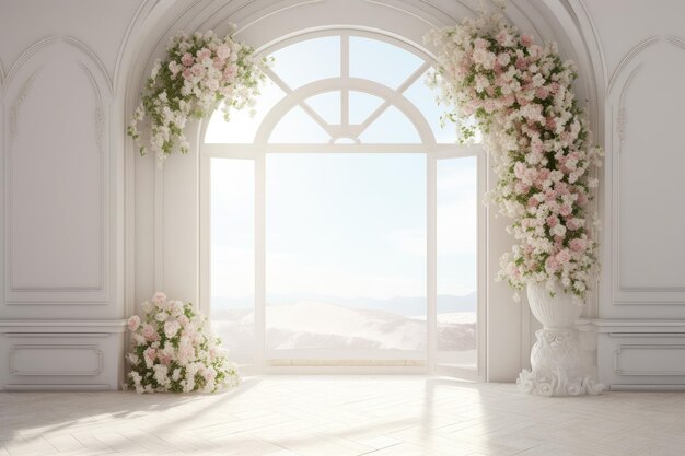 arc de mariage avec des fleurs pour la cérémonie de mariage