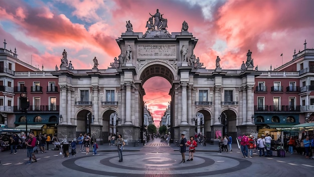 Photo l'arc de la place du maire à madrid