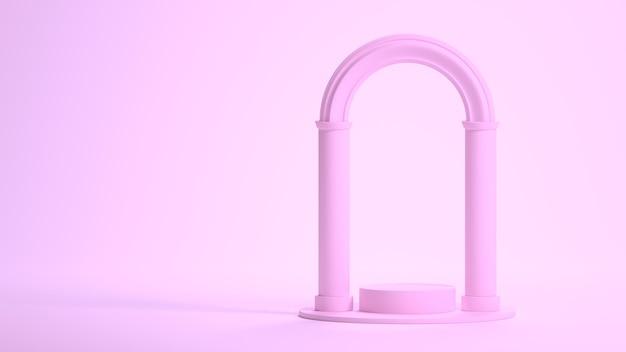 Arc de podium 3d Illustration dans des couleurs roses à la mode Arrière-plan pour la présentation de produits et de cosmétiques