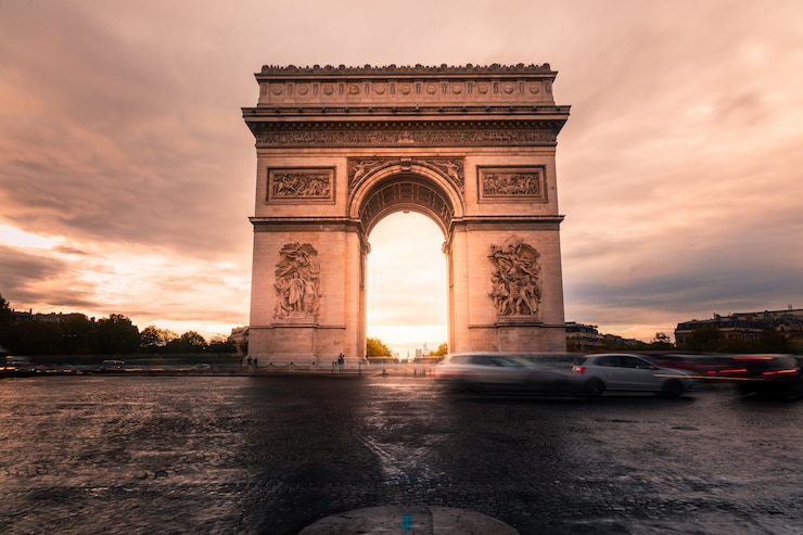 Photo arc de triomphe au centre ville de paris