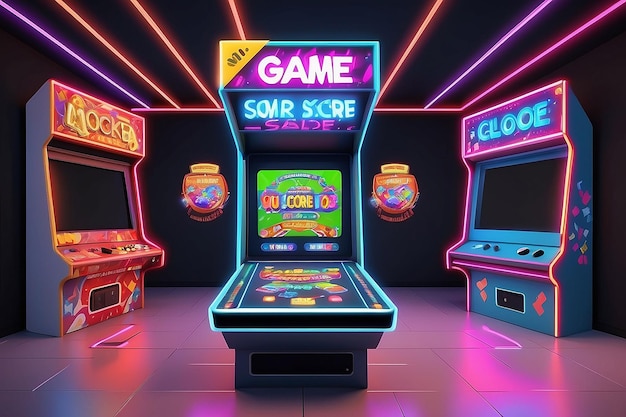 Arcade Game Room High Score Signage Mockup avec un espace blanc vide pour placer votre conception