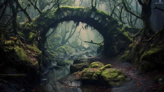 arche dans un paysage de forêt de fées enchanté