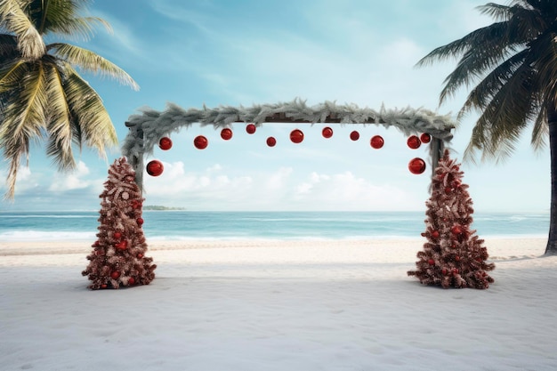Arche de Noël dans l'espace de copie de la maquette de plage