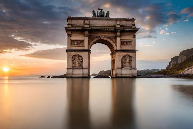 Une arche de pierre avec le mot triomphe dessus