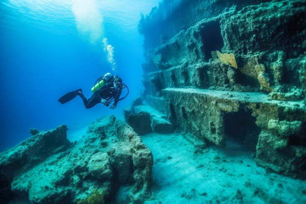 Un archéologue maritime enquête sur des ruines antiques