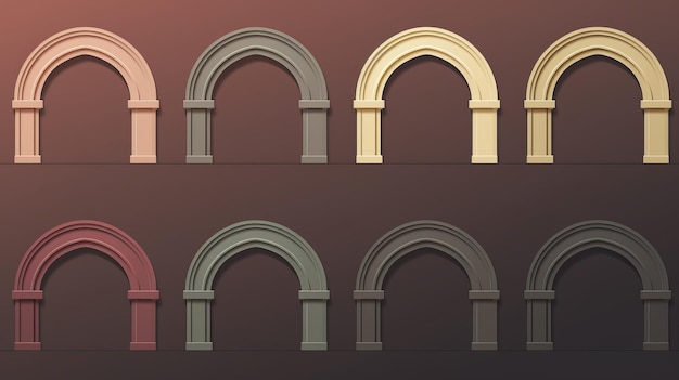 Arches colorées ultra détaillées Un design extrudé sombre et discret