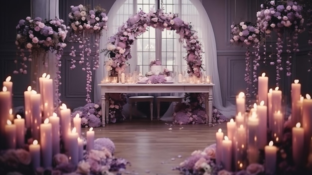 Des arches de table festives décorées avec une composition