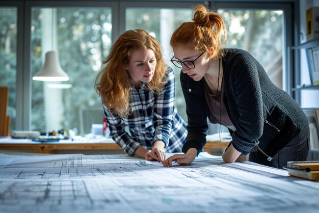 architecte au travail devant un plan