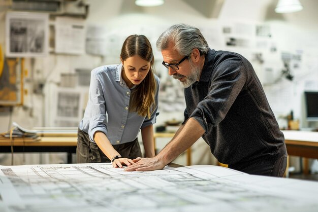 architecte au travail devant un plan