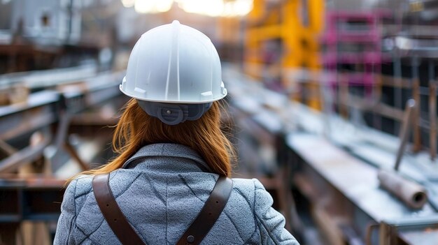 Une architecte en chapeau blanc.