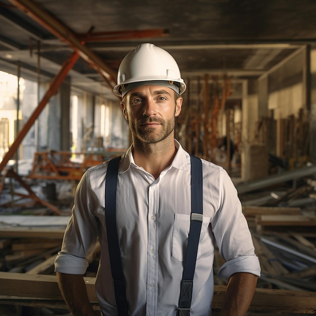 Architecte confiant sur le chantier de construction