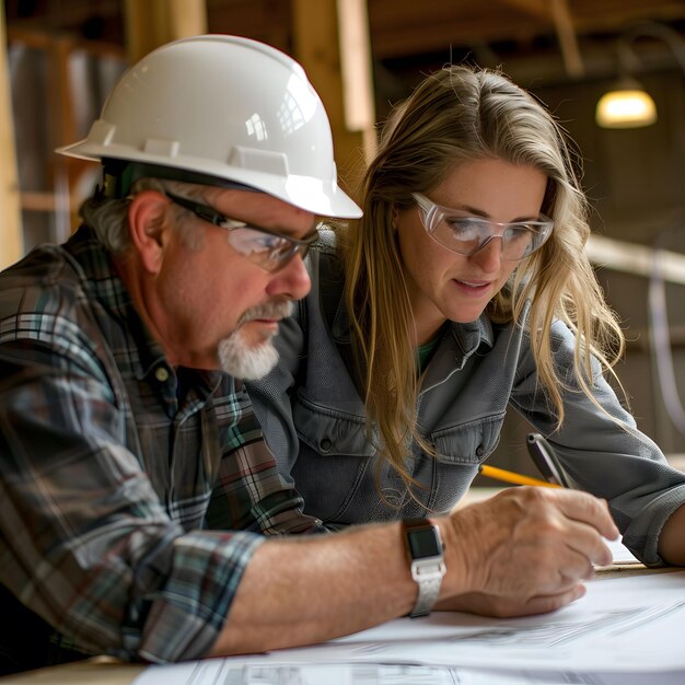 L'architecte et l'ingénieur examinent les plans de construction