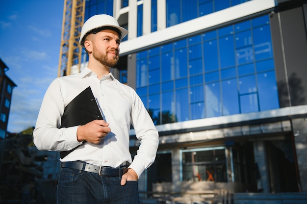 Architecte masculin réussi sur un chantier