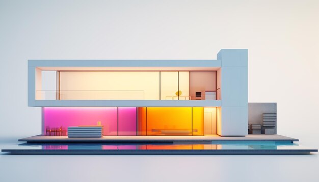 architecture 3d illustration de maison minimale moderne sur fond blanc
