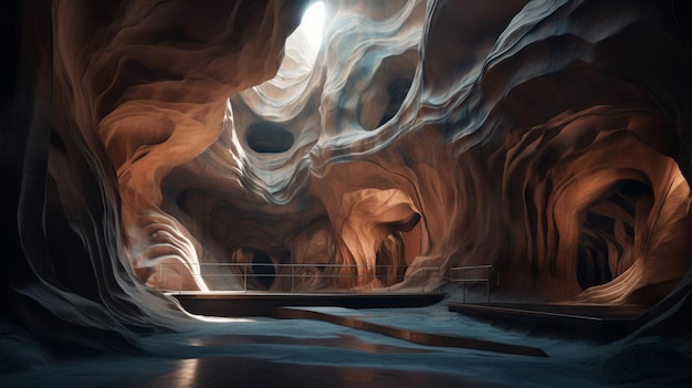 Photo architecture caverneuse lueur grotte du désert image d'illustration art généré par l'ia