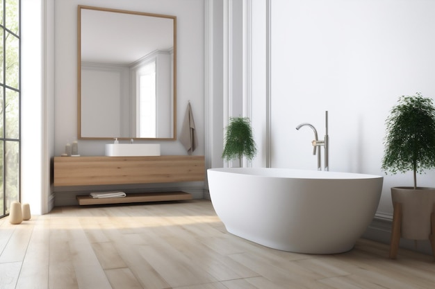 architecture douche salle de bains maison luxe intérieur baignoire blanc maison moderne bois IA générative