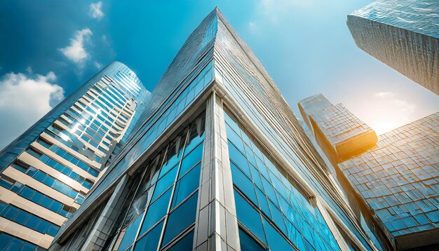 Architecture futuriste vue sur le paysage urbain avec des gratte-ciel de bâtiments modernes