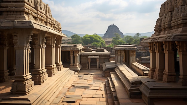 Photo l'architecture hampi de l'ancienne virupa du karnataka en inde