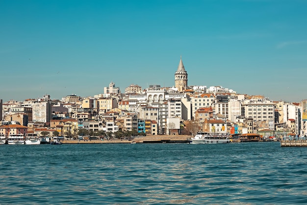 Architecture historique du quartier de Beyoglu et monument médiéval de la tour de Galata à Istanbul Turquie