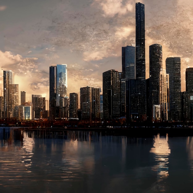 Architecture d'illustration réaliste de la ville de Chicago