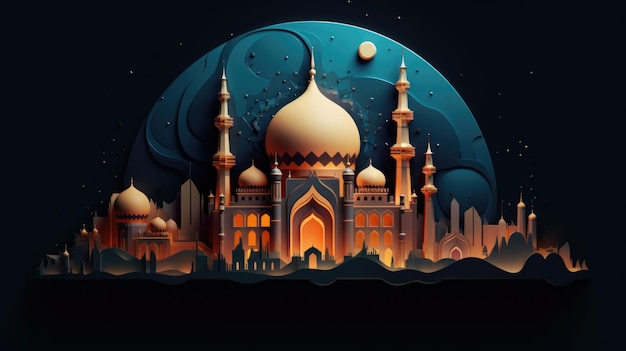 L'architecture islamique et le design ornemental dans une illustration dorée